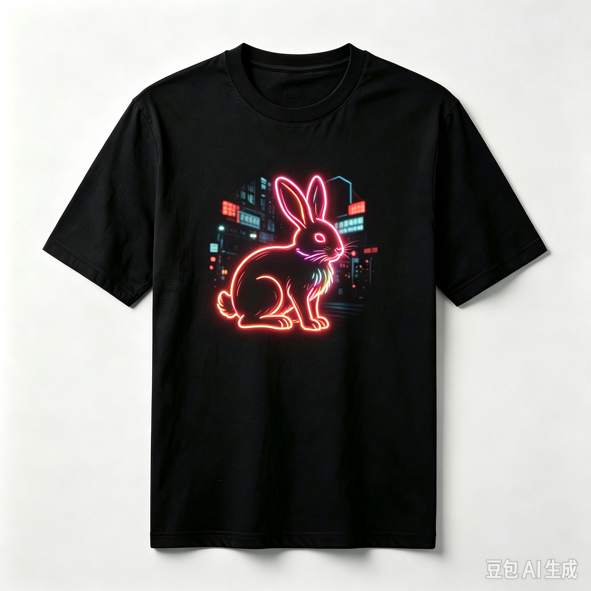 Neon Zodiac | Year of the Rabbit Graphic T-Shirt – HK – Inspired Neon Art Print Crew Neck Cotton Tee