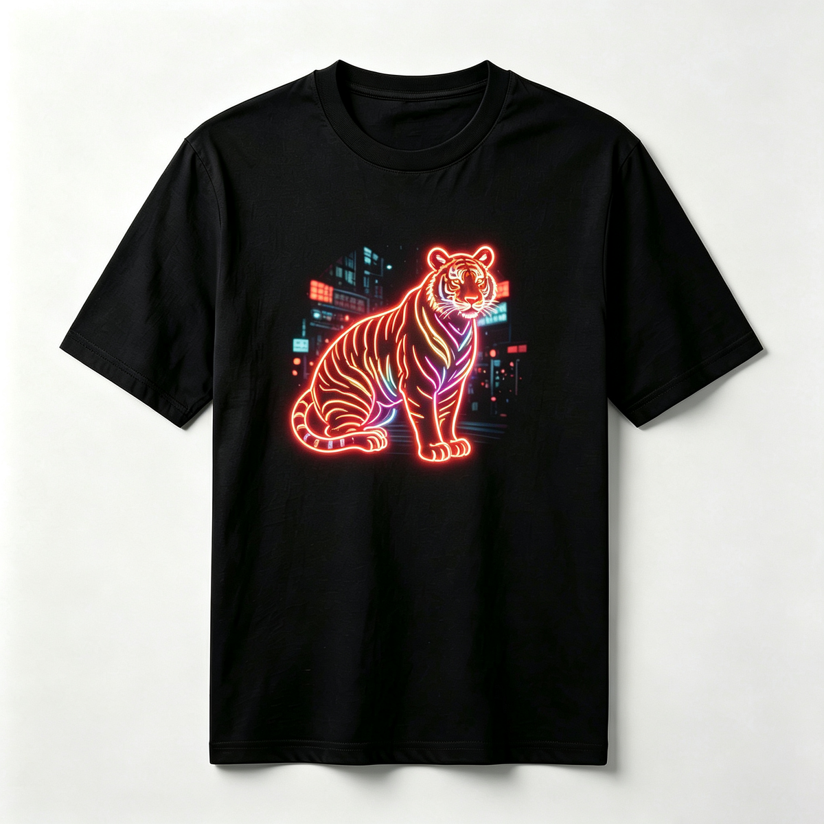 Neon Zodiac | Year of the Tiger Graphic T-Shirt – HK – Inspired Neon Art Print Crew Neck Cotton Tee