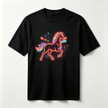 Neon Zodiac | Year of the Horse Graphic T-Shirt – HK – Inspired Neon Art Print Crew Neck Cotton Tee