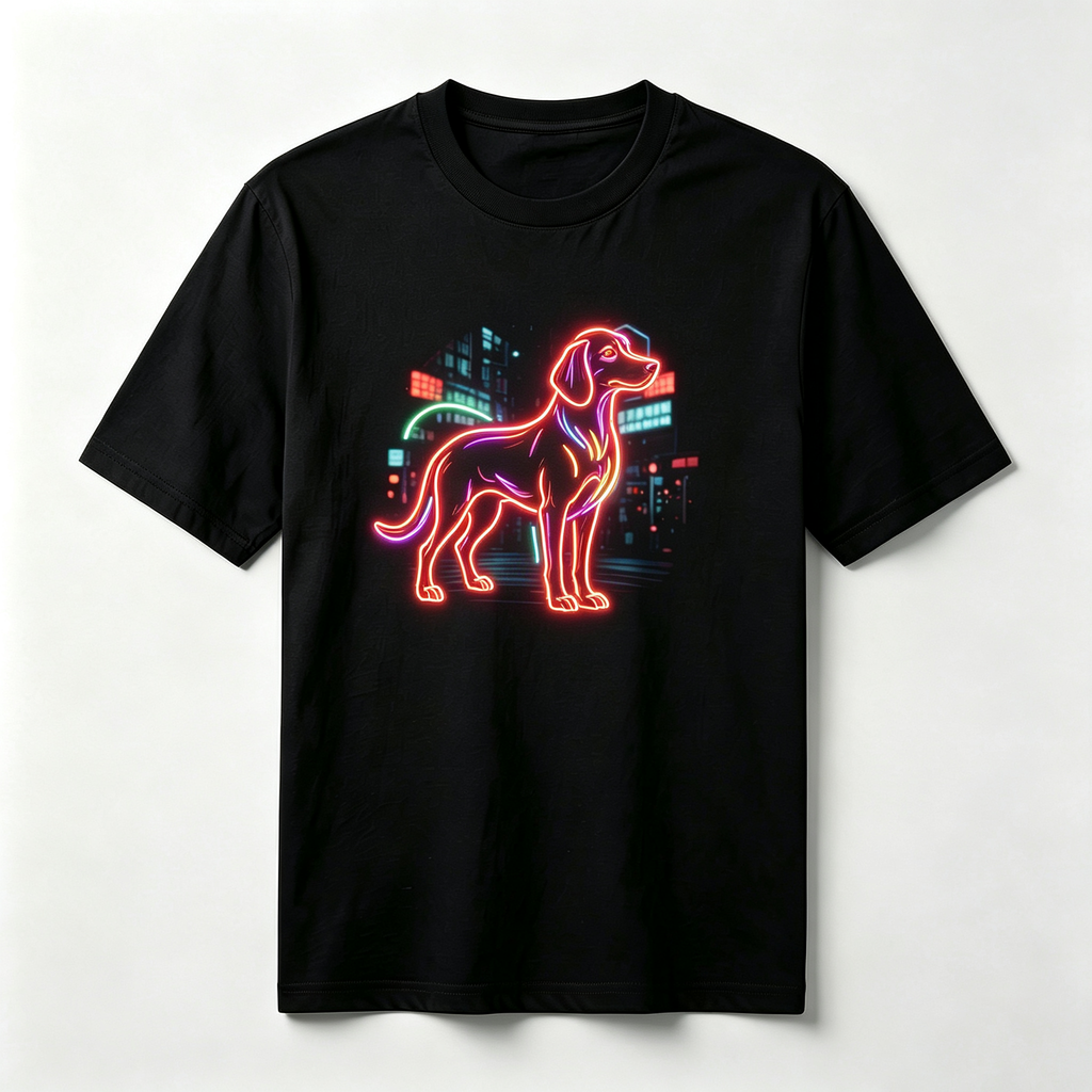 Neon Zodiac | Year of the Dog Graphic T-Shirt – HK – Inspired Neon Art Print Crew Neck Cotton Tee