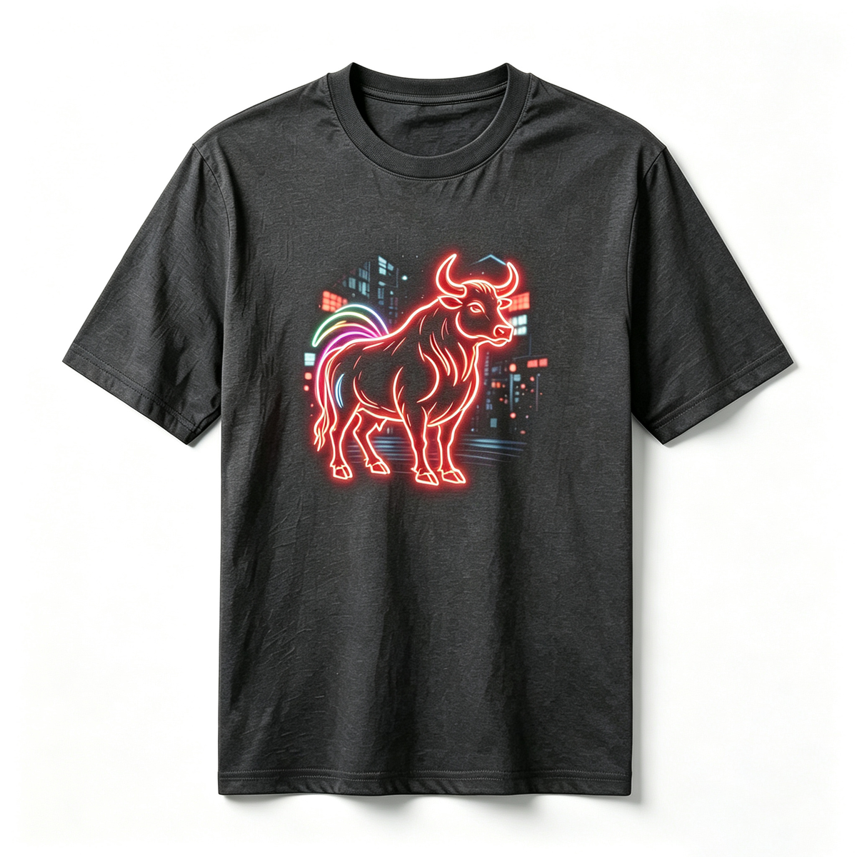 Neon Zodiac | Year of the Ox Graphic T-Shirt – HK – Inspired Neon Art Print Crew Neck Cotton Tee