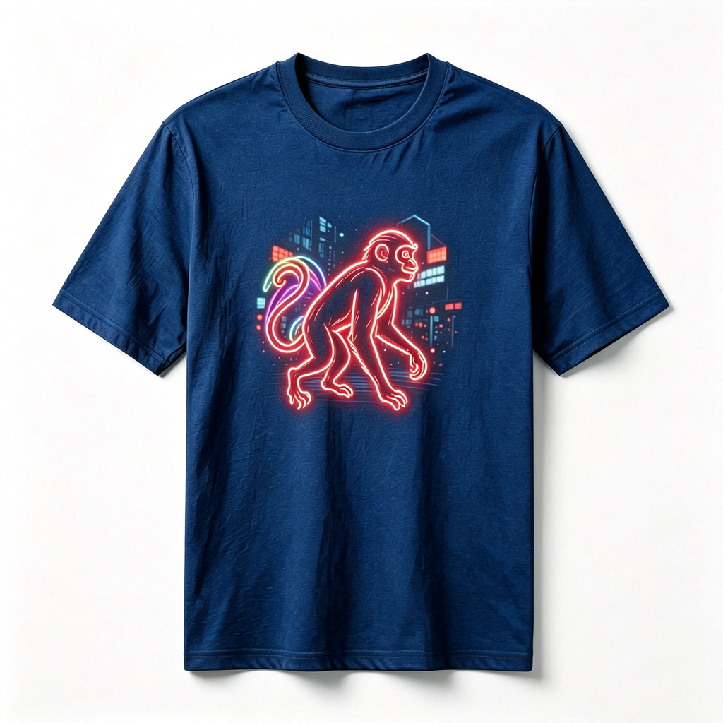 Neon Zodiac | Year of the Monkey Graphic T-Shirt – HK – Inspired Neon Art Print Crew Neck Cotton Tee