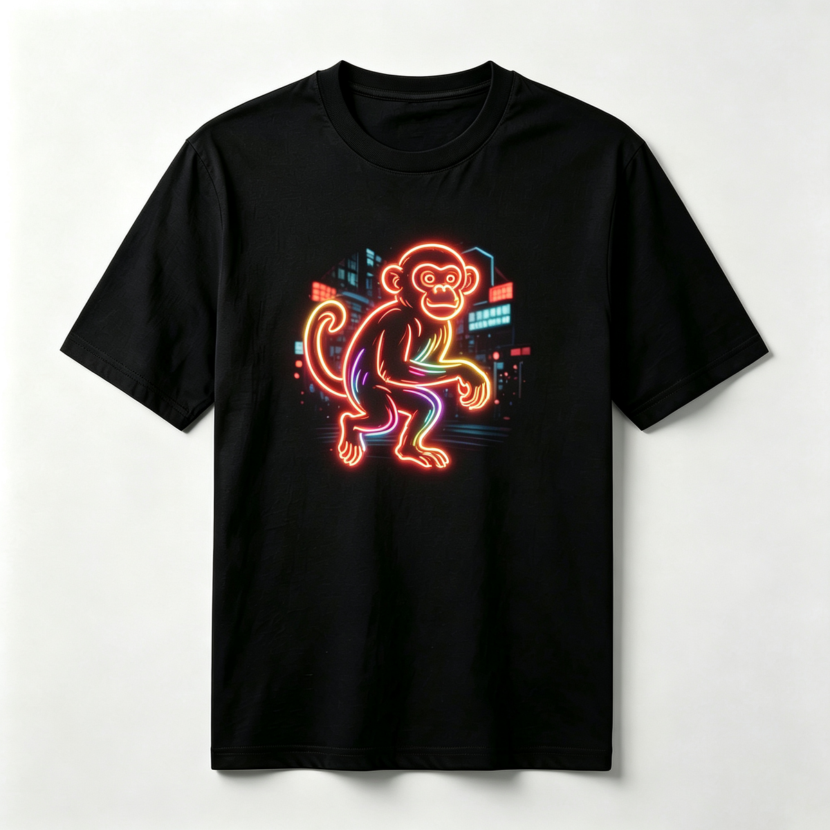 Neon Zodiac | Year of the Monkey Graphic T-Shirt – HK – Inspired Neon Art Print Crew Neck Cotton Tee