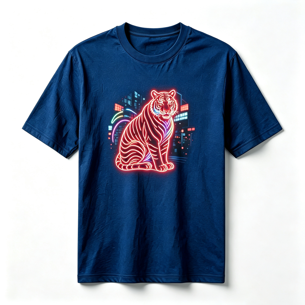 Neon Zodiac | Year of the Tiger Graphic T-Shirt – HK – Inspired Neon Art Print Crew Neck Cotton Tee