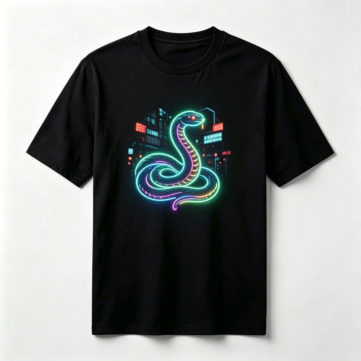 Neon Zodiac | Year of the Snake Graphic T-Shirt – HK – Inspired Neon Art Print Crew Neck Cotton Tee