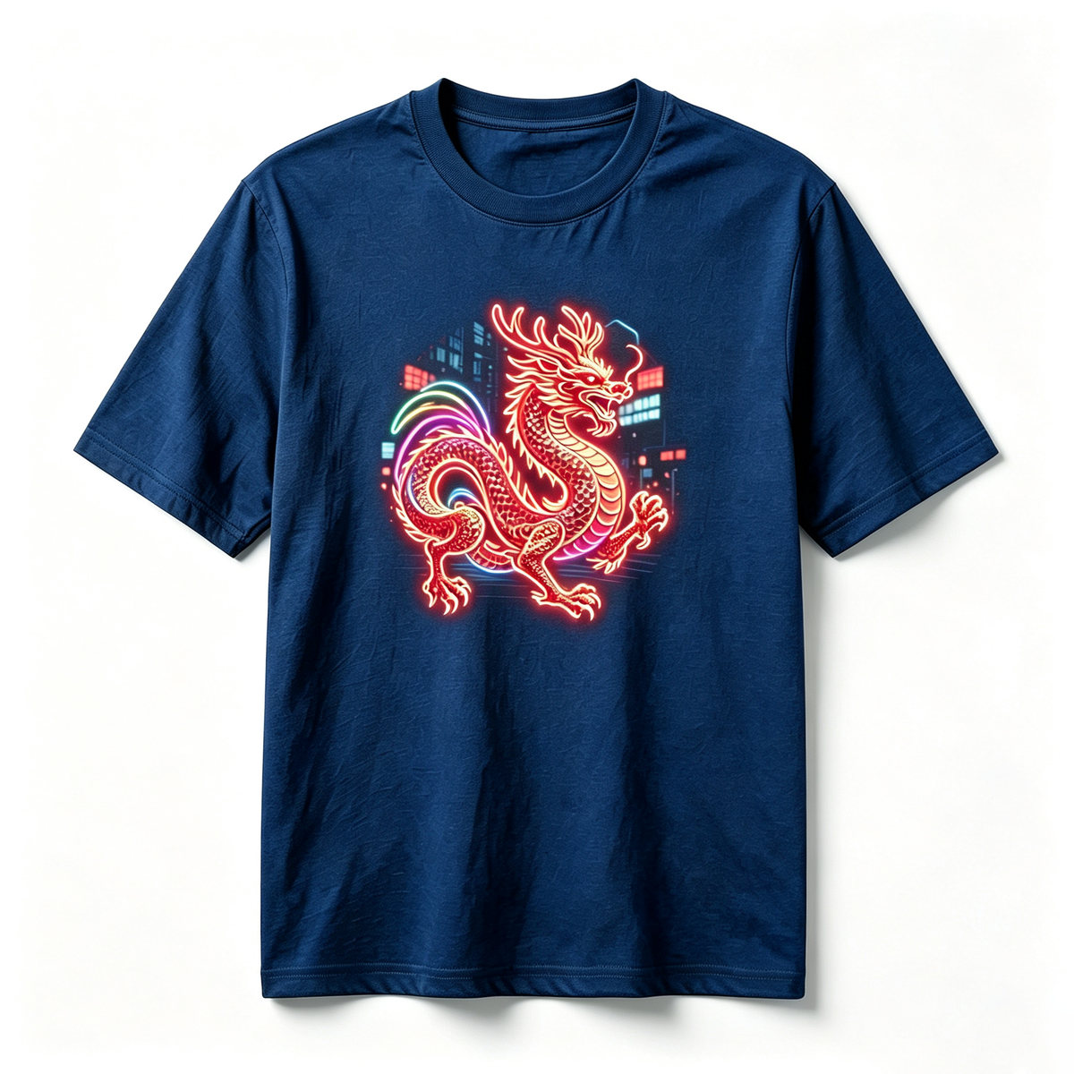 Neon Zodiac | Year of the Dragon Graphic T-Shirt – HK – Inspired Neon Art Print Crew Neck Cotton Tee