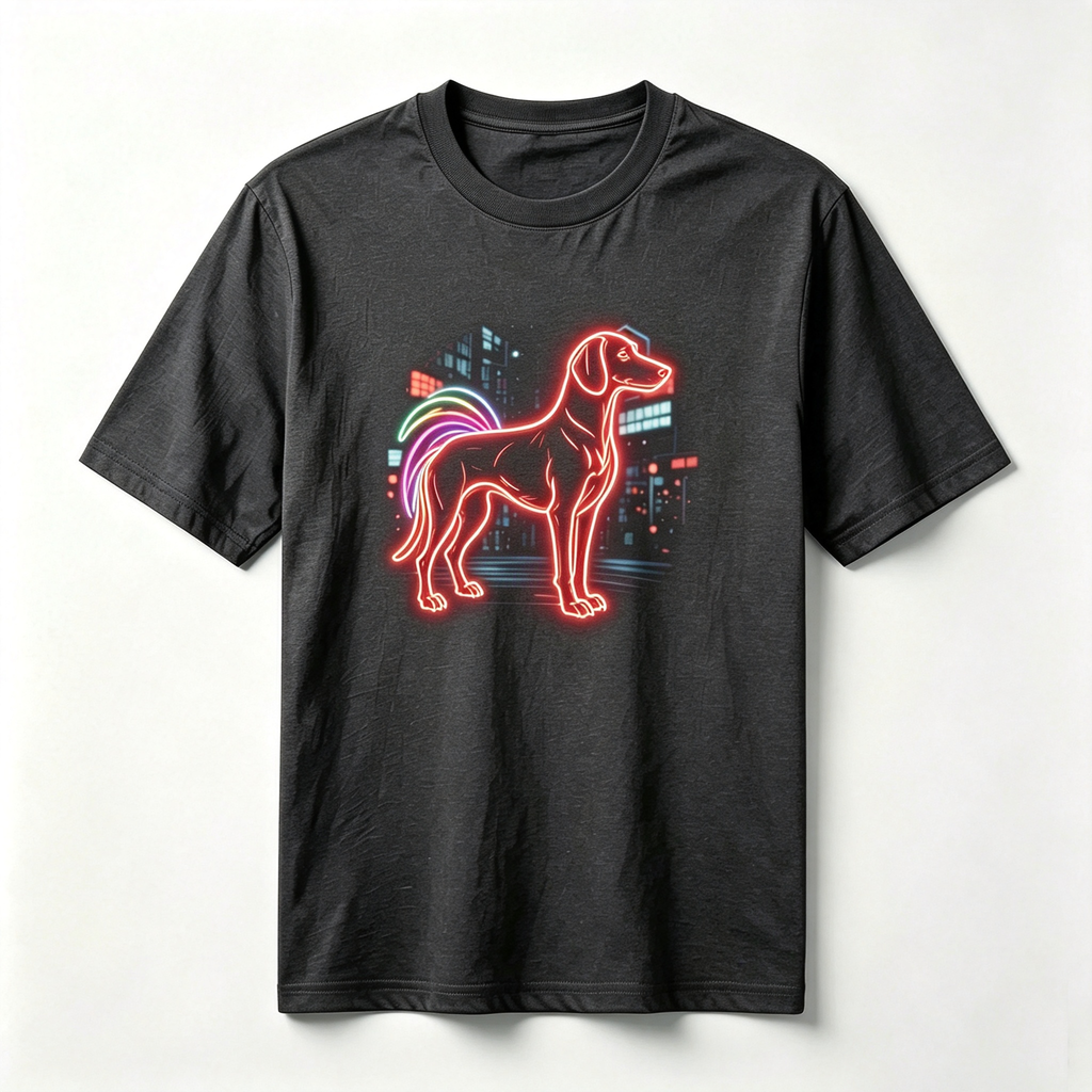 Neon Zodiac | Year of the Dog Graphic T-Shirt – HK – Inspired Neon Art Print Crew Neck Cotton Tee