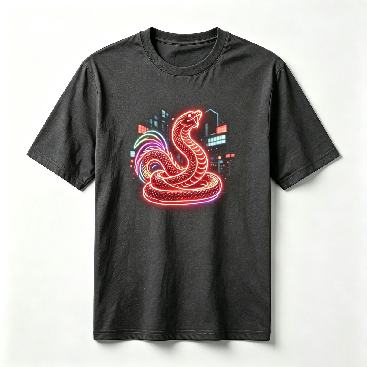 Neon Zodiac | Year of the Snake Graphic T-Shirt – HK – Inspired Neon Art Print Crew Neck Cotton Tee