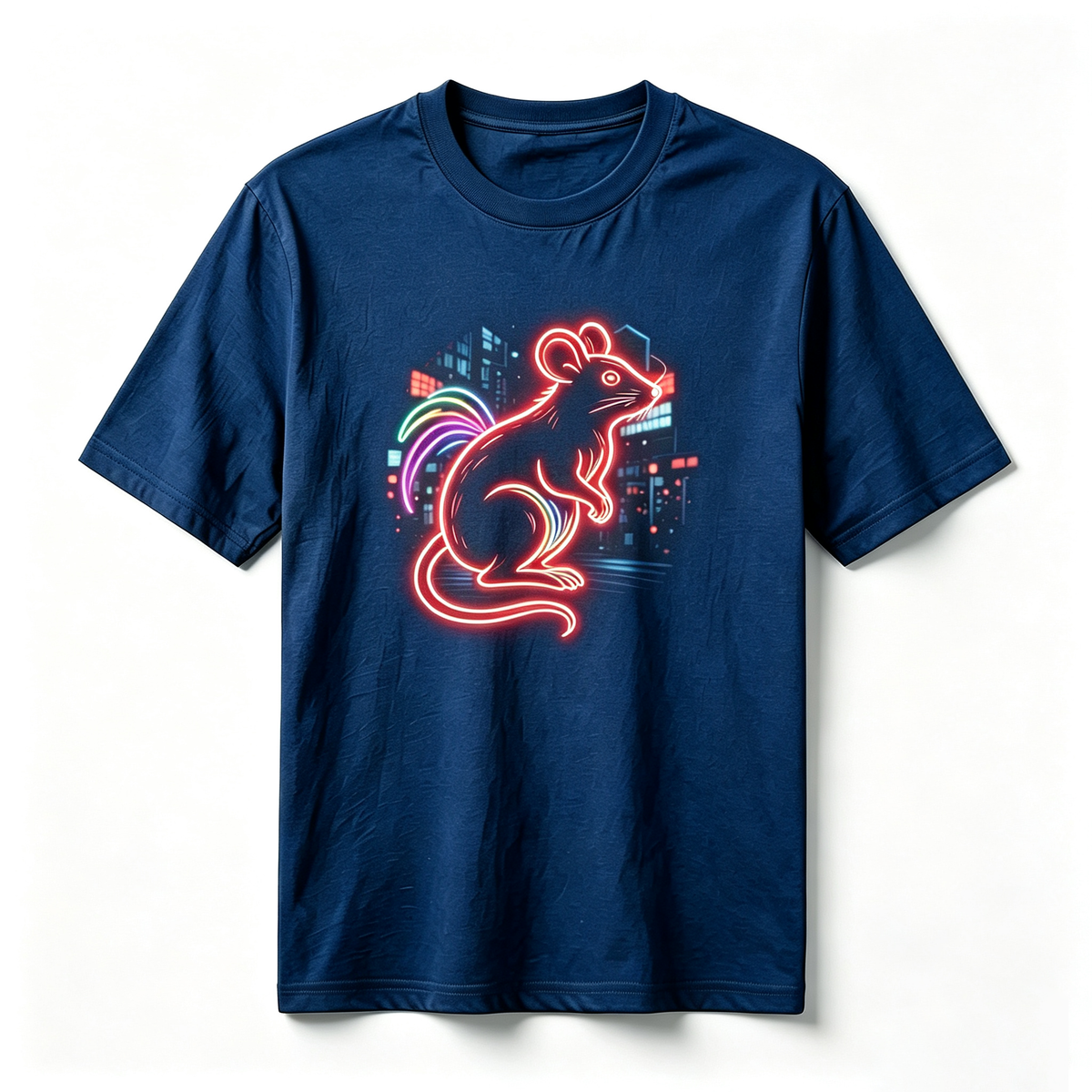 Neon Zodiac | Year of the Rat Graphic T-Shirt – HK – Inspired Neon Art Print Crew Neck Cotton Tee