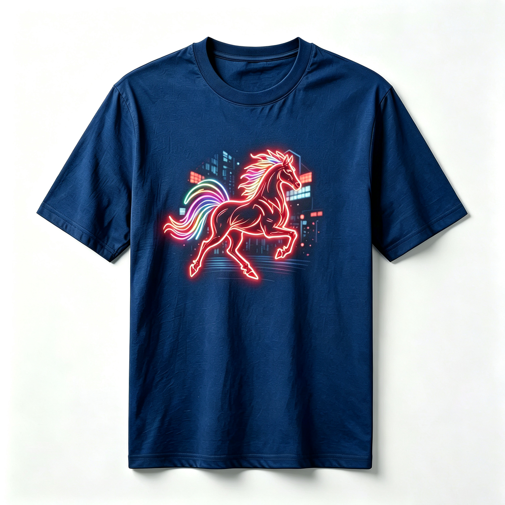 Neon Zodiac | Year of the Horse Graphic T-Shirt – HK – Inspired Neon Art Print Crew Neck Cotton Tee