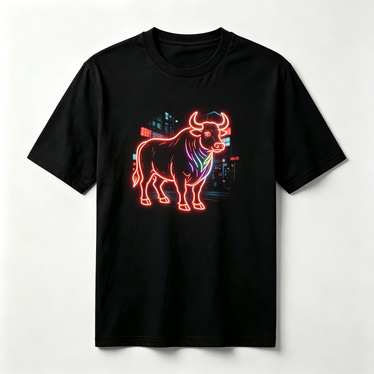 Neon Zodiac | Year of the Ox Graphic T-Shirt – HK – Inspired Neon Art Print Crew Neck Cotton Tee