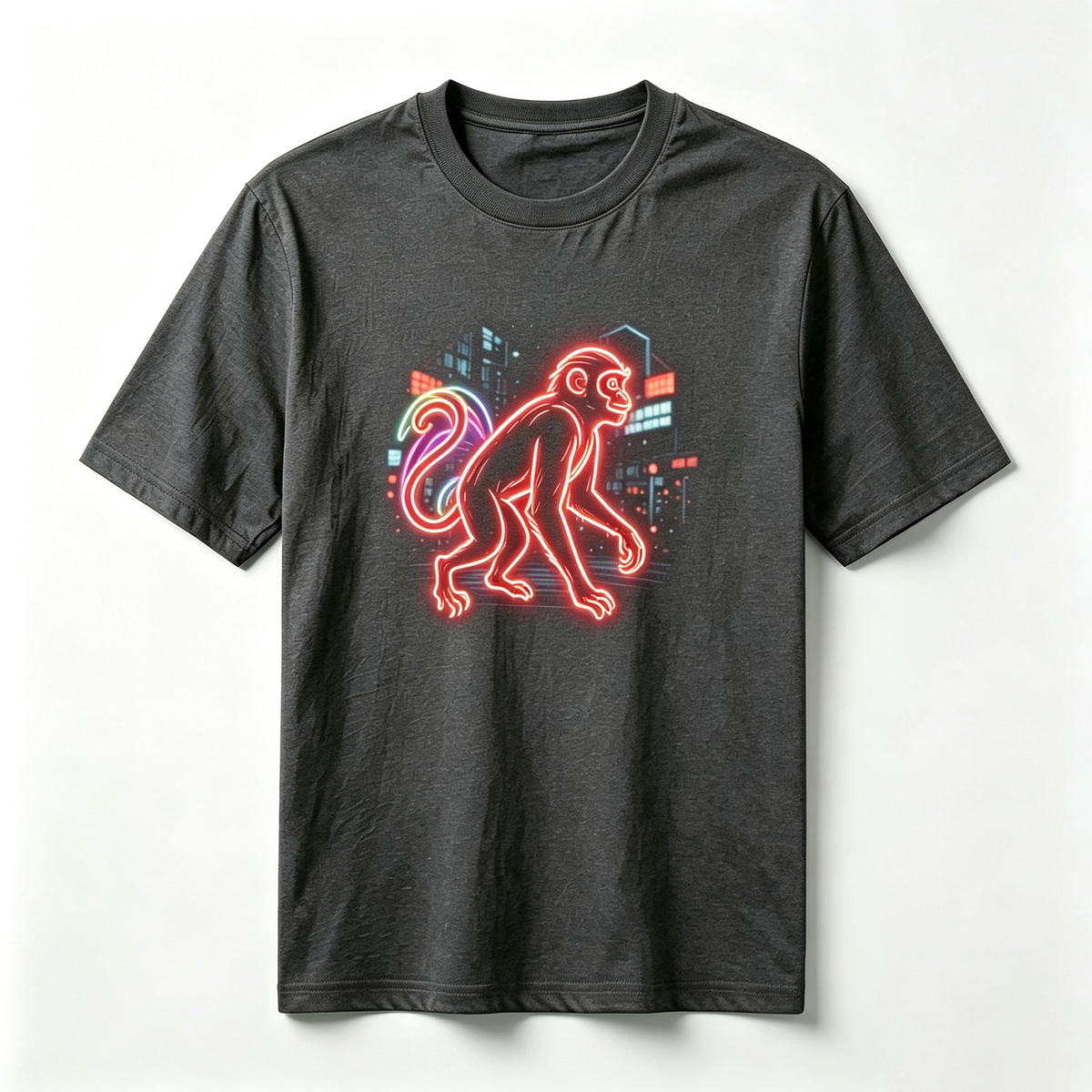 Neon Zodiac | Year of the Monkey Graphic T-Shirt – HK – Inspired Neon Art Print Crew Neck Cotton Tee