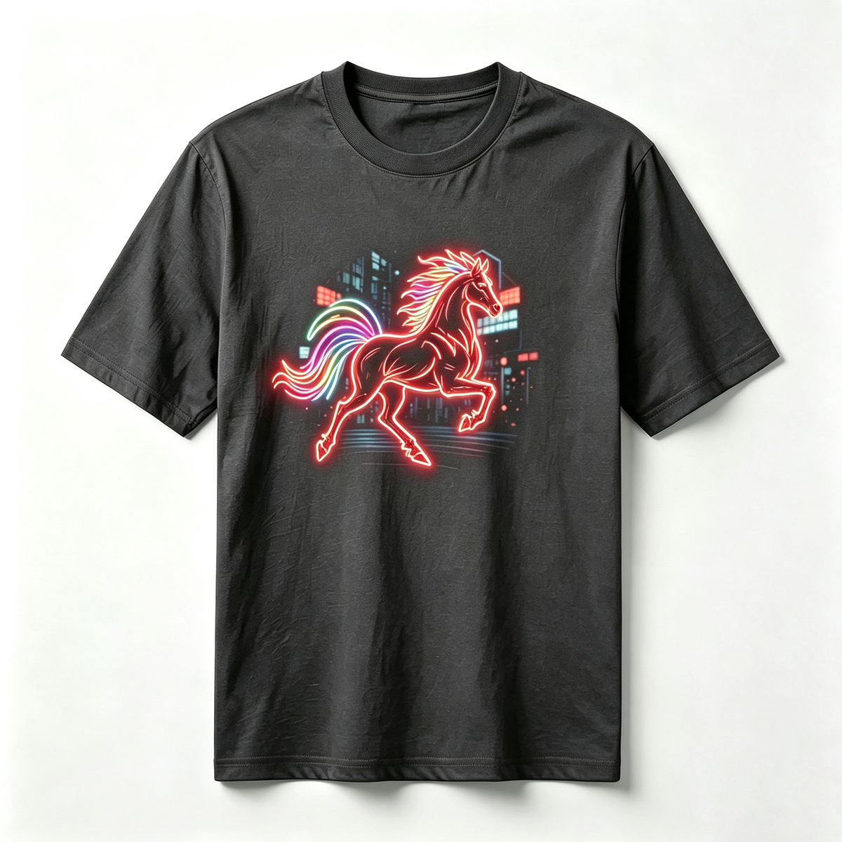 Neon Zodiac | Year of the Horse Graphic T-Shirt – HK – Inspired Neon Art Print Crew Neck Cotton Tee