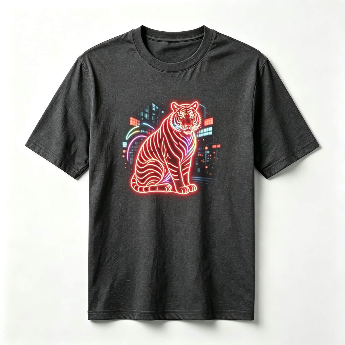 Neon Zodiac | Year of the Tiger Graphic T-Shirt – HK – Inspired Neon Art Print Crew Neck Cotton Tee